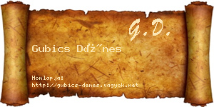 Gubics Dénes névjegykártya